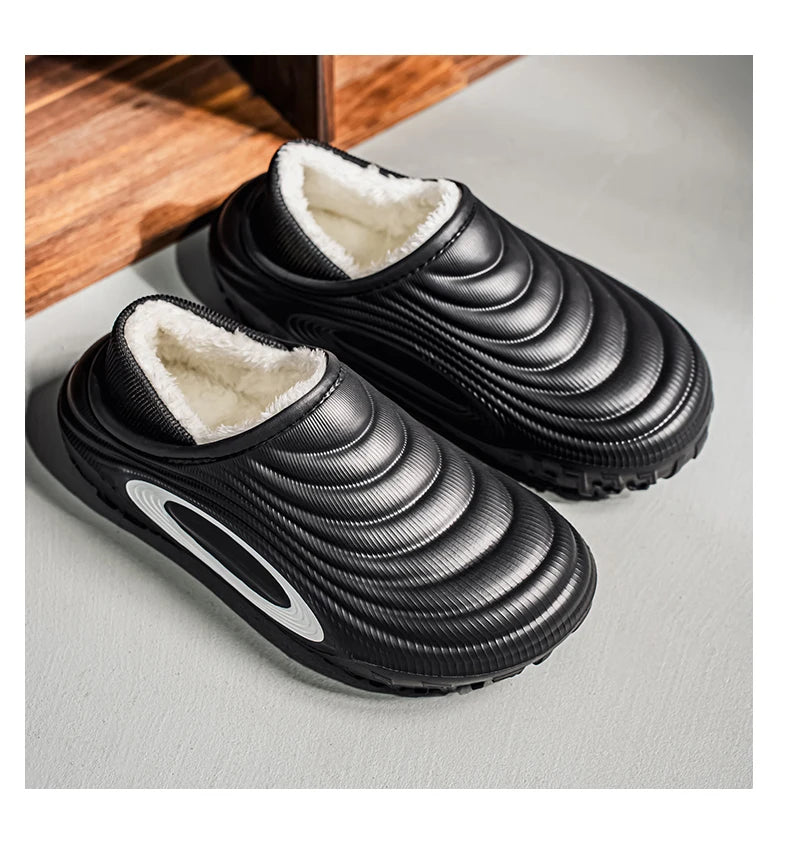 New Fashion Cotton Men's Slippers Winter Warm Plush Men Slides/Waterproof Men Indoor Outdoor Men's Warm Shoes