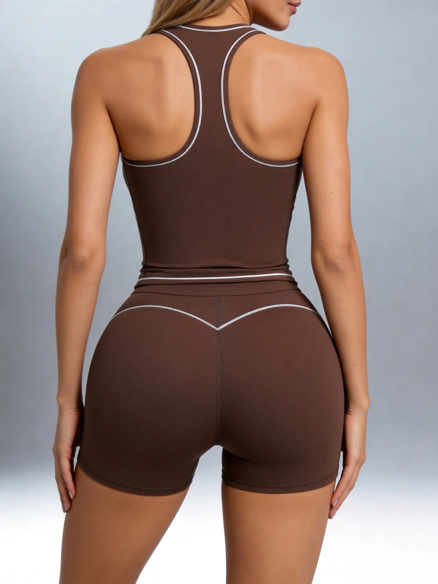 Airila 2-Piece Yoga Set, Racing Vest Yoga Shorts Outdoor Sports Shorts/Removable Pads 4-Way Stretch Fitness Shorts