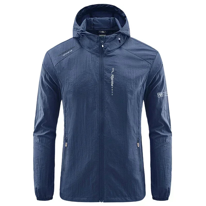 Men's UPF 50+ UV Protection Windbreaker Quick Dry Jacket/Outdoor Sun-Protective Thin Hiking Fishing Cycling Hooded Sport Light