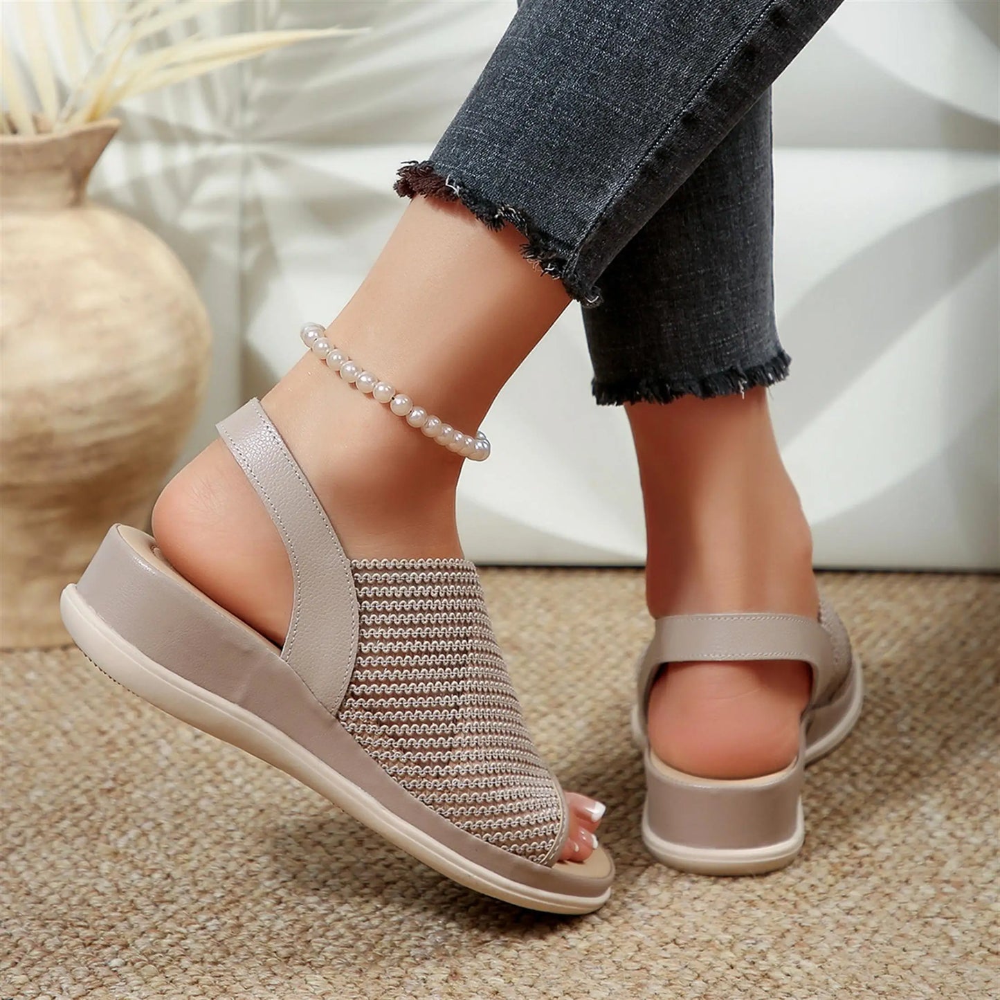 Women's Breathable Mesh Wedge Sandals/Open Toe Slingback Walking Sandals