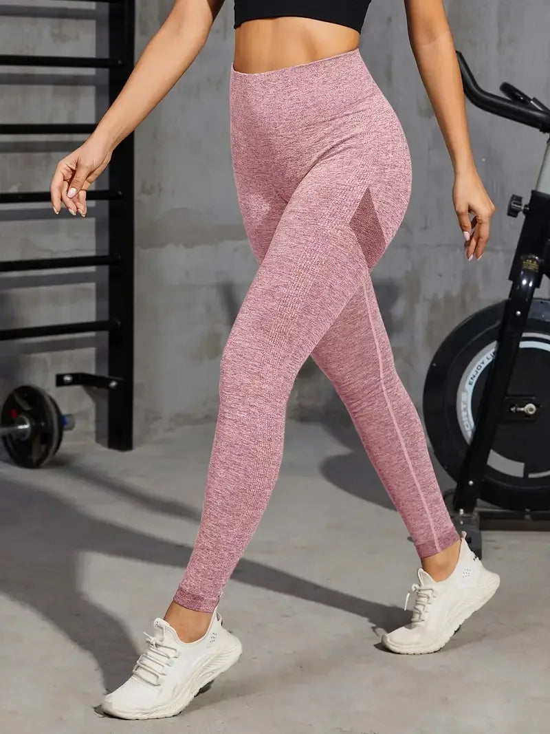 Solid Color Seamless Yoga Leggings High Waist Fitness/Running Workout Sports Pants Women's Activewear