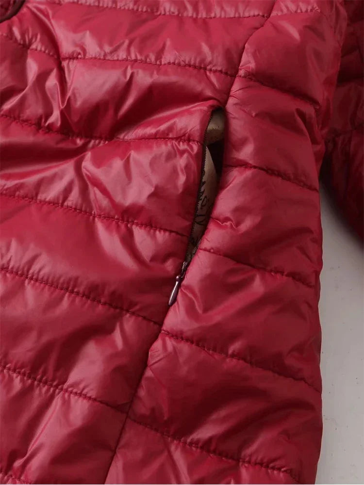 Solid Color Long Sleeve Hooded Zipper Women's Jackets/Autumn and Winter Mid-length Woman Cotton Coat Slim Fit Parka