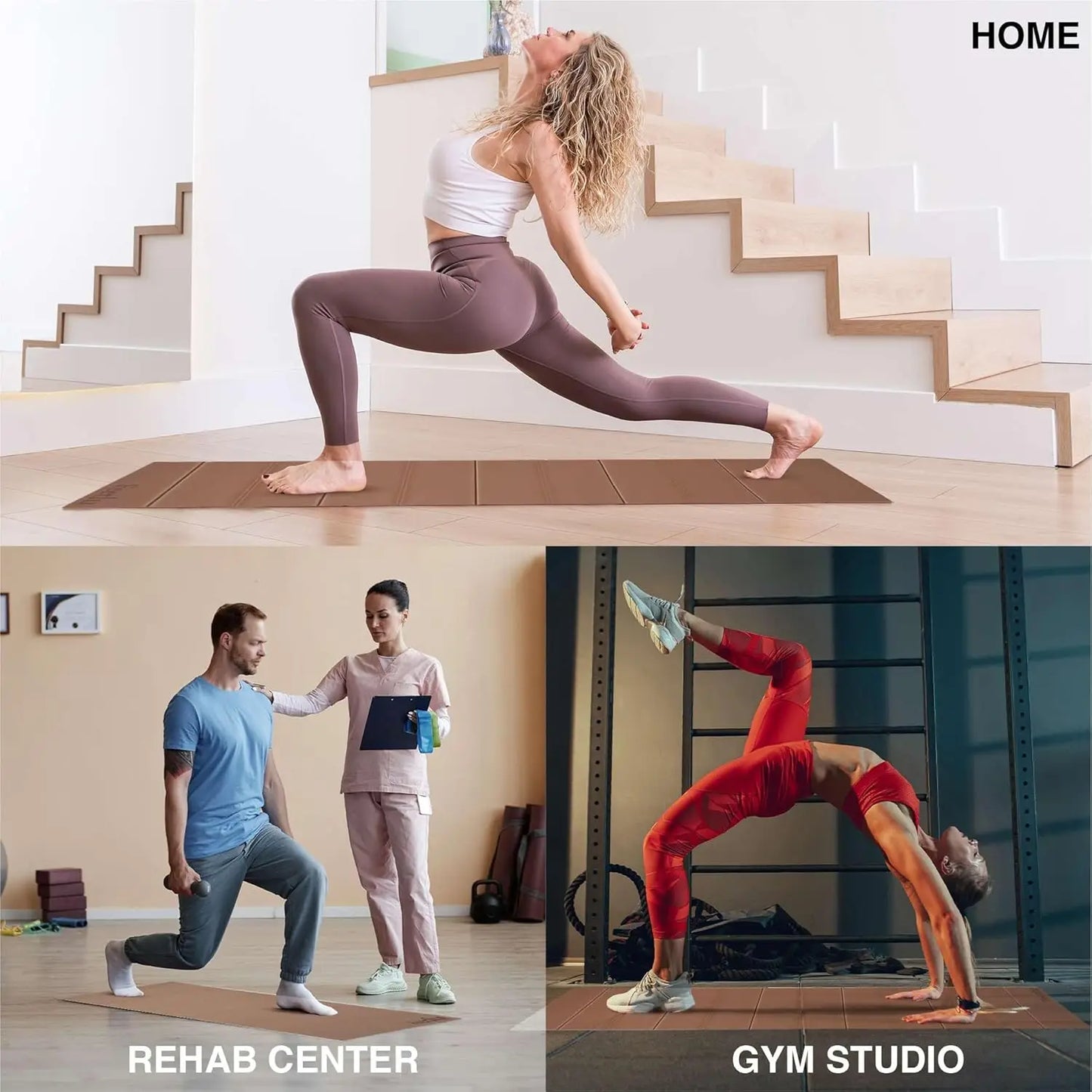 Foldable Yoga Exercise Mat Lightweight Non-Slip for Yoga/Pilates Home Workouts Easy to Store