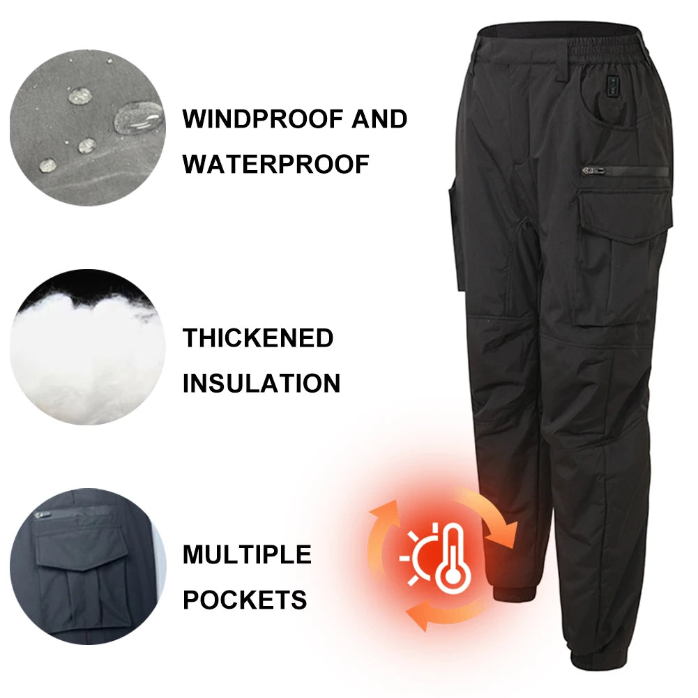 Thermal Heated Pant Casual Electric Heated Trouser USB Charging/Winter Heated Smart Heated Pants Outdoor Hiking Pants