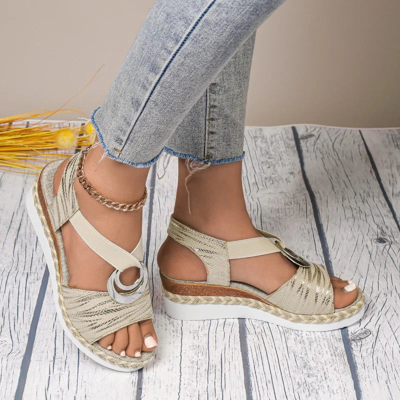 Women's Sandals Thick Sole Wedge Shoes High Heels Hemp Rope/Thick Sole Fish Mouth Leisure Outdoor Beach Casual Women's Shoe
