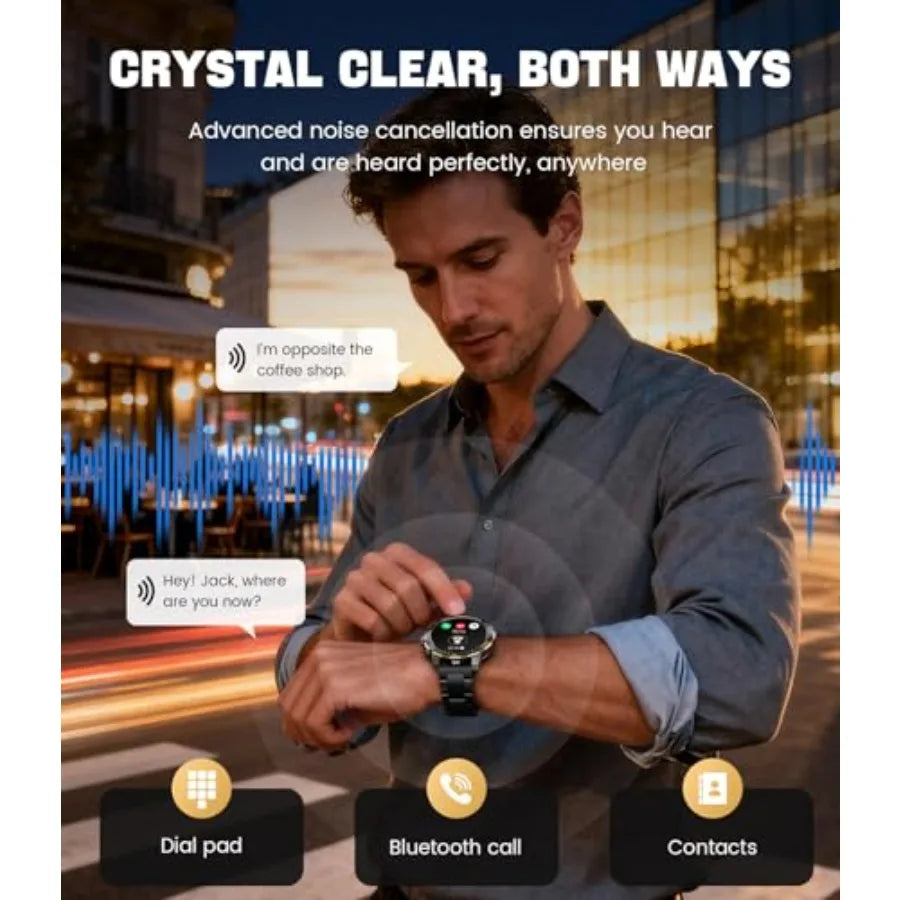 Smart Watches for Men Make/Answer Call, 1.43" AMOLED Fitness Watch/with Heart Rate Sleep Monitor, 600mAH Battery, 200+ Sports