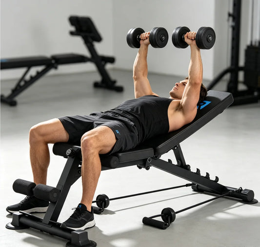 5mm Thick Square Steel Triangular Frame Workout Bench/330LBS User Weight Limit Adjustable Fitness Bench with Suction Anti-Slip Feet