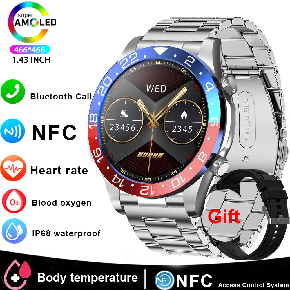 Smart Watch Men 1.43 Inch HD AMOLED Screen Bluetooth Call Fitness Watch/Heart Rate Sleep Monitoring Smartwatch