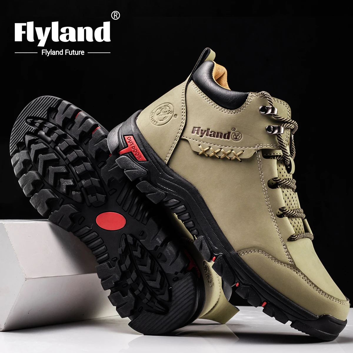 FLYLAND Men's Chukka Boots, Vintage Classical Top/Layer Cowhide Leather, Casual Work Office Shoes Daily