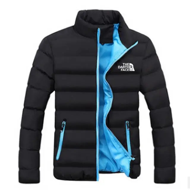 men's trendy casual wear new warm parka winter coat solid color/stand up collar zipper windproof cotton printed jacket