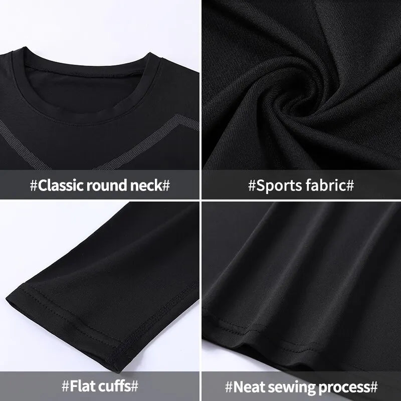 Men's Gym Compression Shirt Male Rash guard Fitness Long Sleeves/Running Clothes Homme T Shirt Football Jersey Sportswear Dry Fit