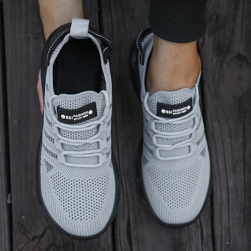 Men's Grey Road Running Shoes Lightweight Jogging Outdoor Mesh/Casual Shoes Breathable Comfortable Non Slip Lace Up Sneakers