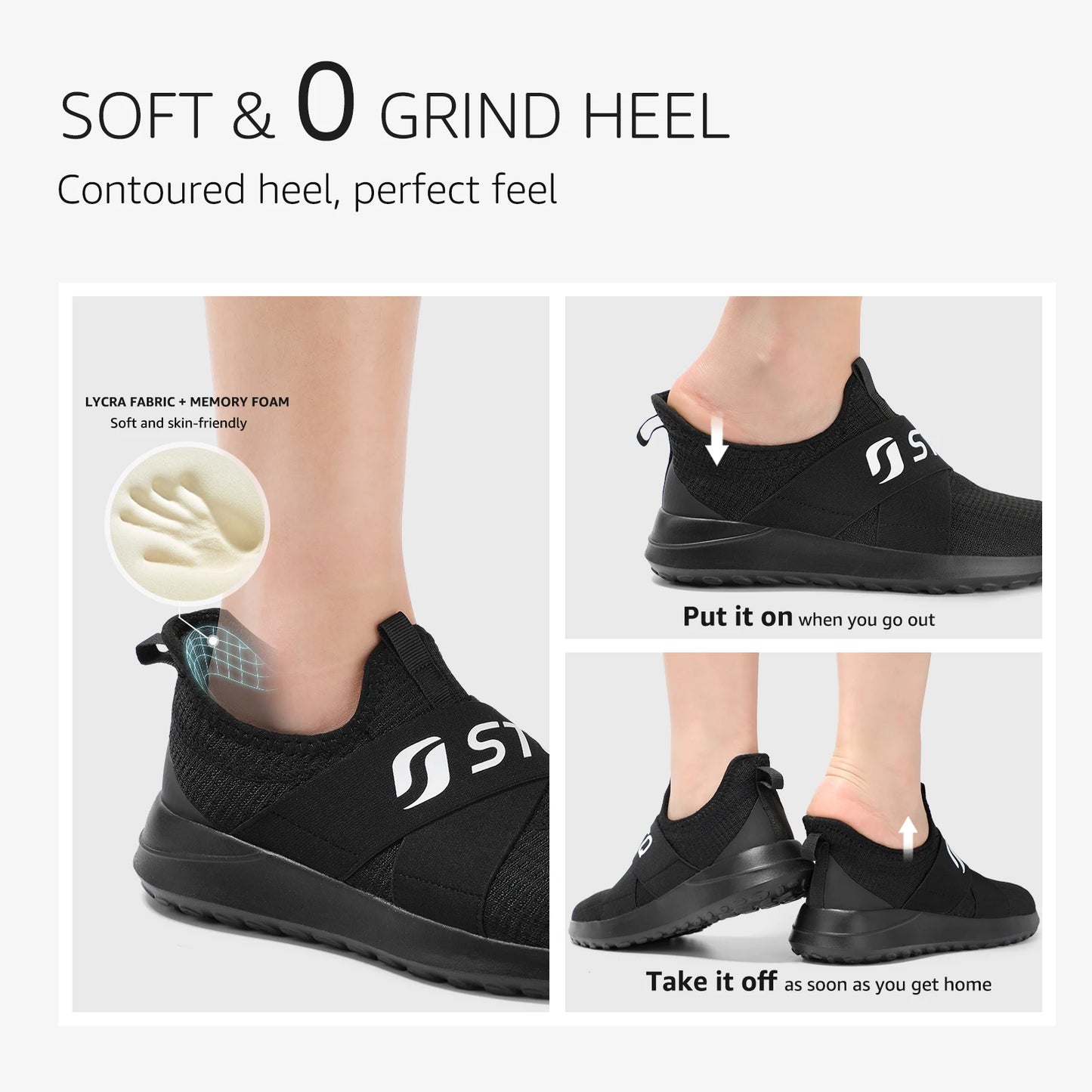 STQ Slip ins Women's Hands Free Slip On Sneakers Arch Support/Hands Free Walking Shoes Tennis Workout Gym Shoes