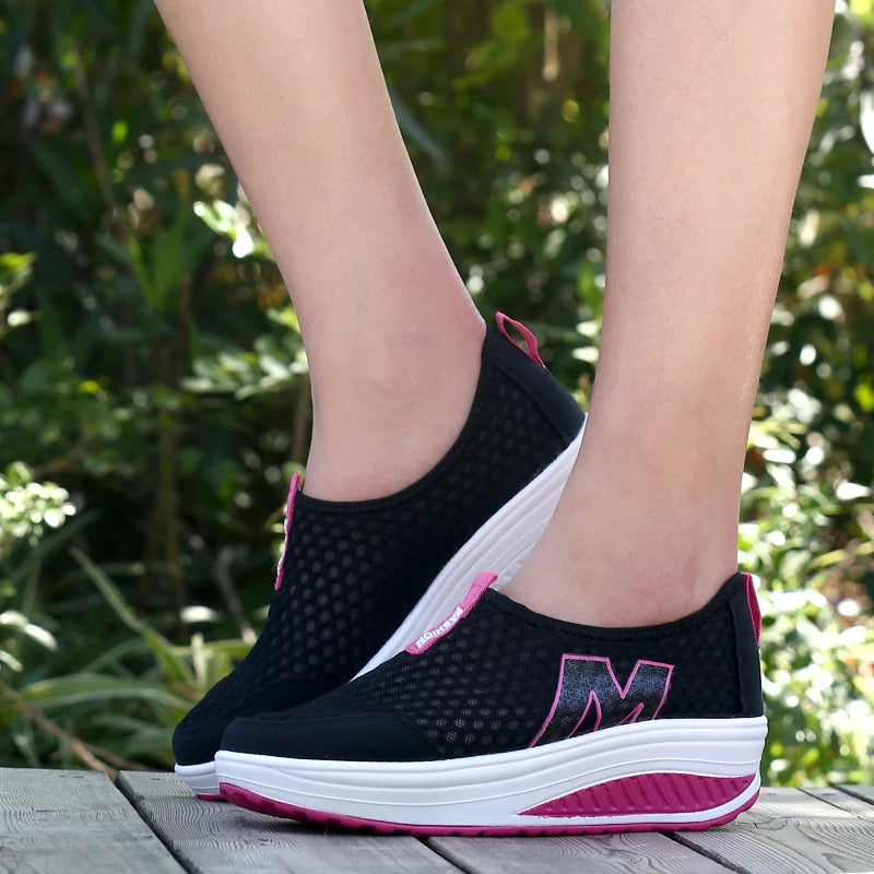 Shoes Women Mesh Flat Shoes Sneakers Platform Shoes Women Loafers/Breathable Air Mesh Swing Wedges Shoe Breathable Flats