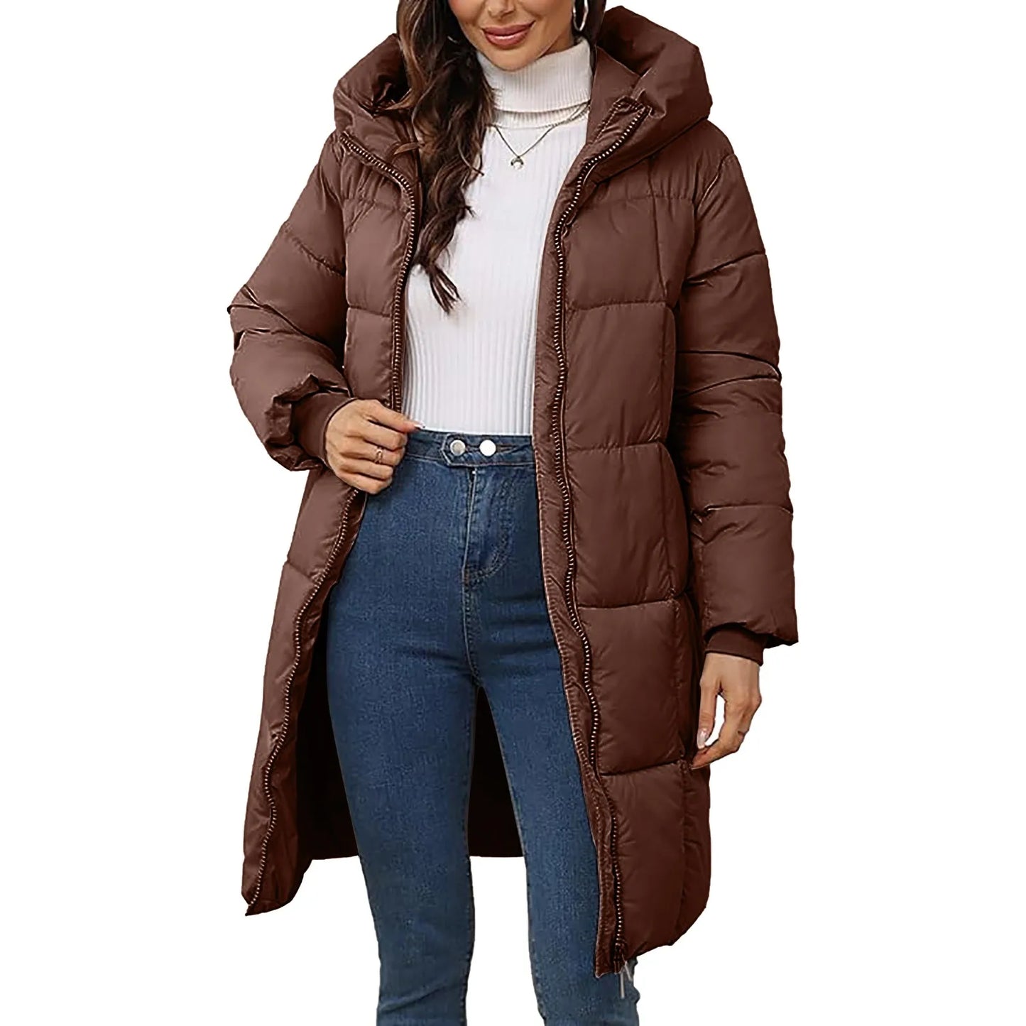 Winter Parkas Women's Down Cotton-Padded Jacket Long Coats/Hooded Overcoat Thicken Warm Slim Outerwear Female Casual Coats