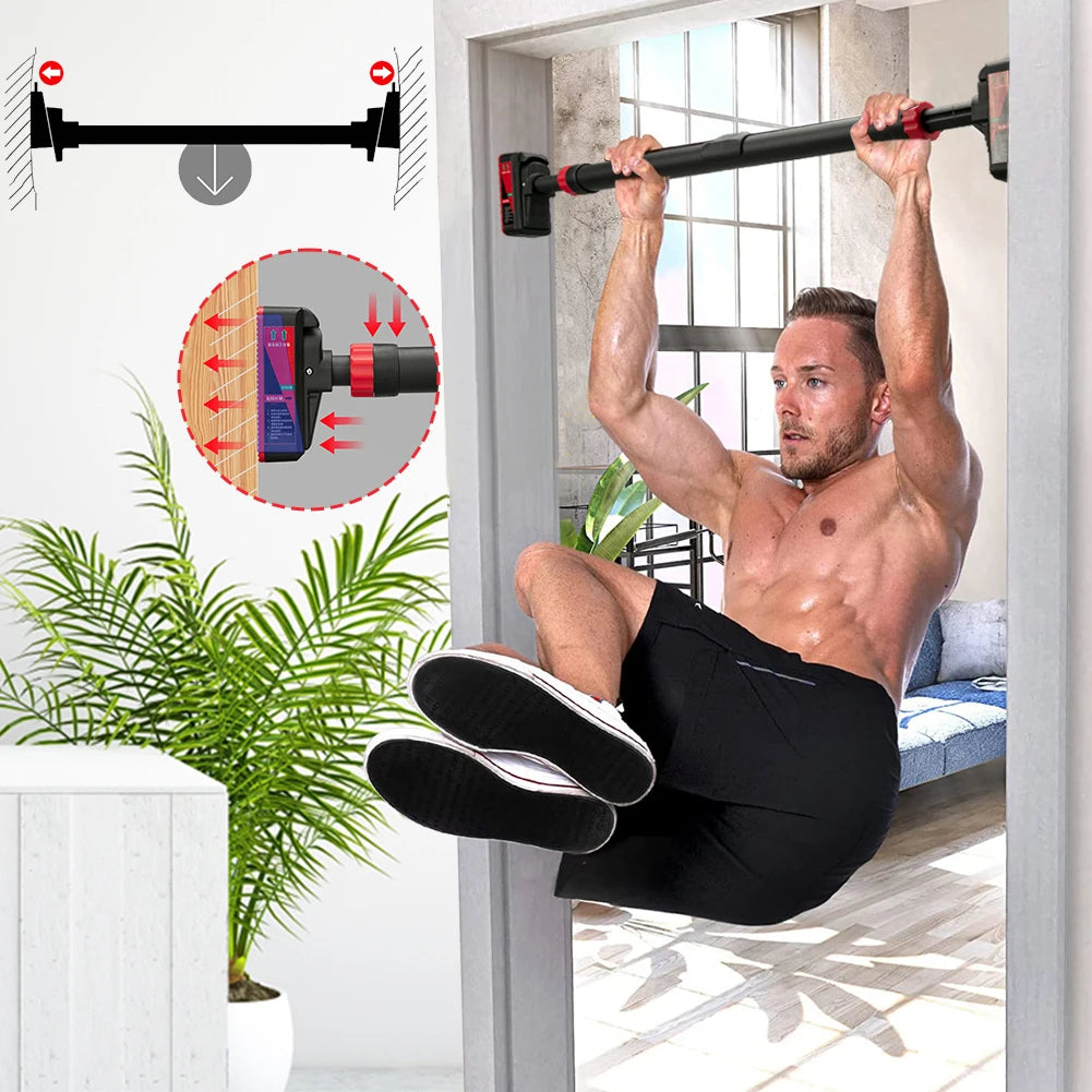 Strength Training Pull-up Bars with Level Gauge 69-92cm Adjustable Width/200kg Max Load Capacity Chin Up Bar For Doorway