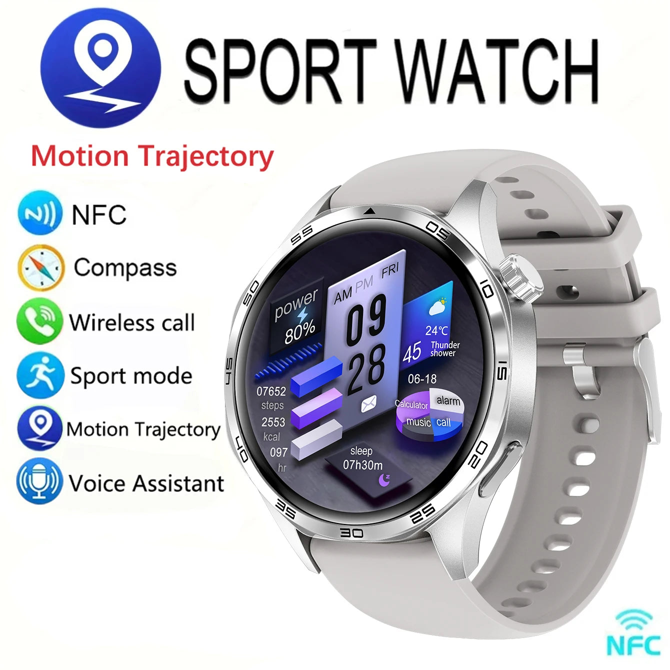 New Watch GT5 PRO NFC Smart Watch GPS Motion Trajectory HD Screen/Bluetooth Call Smartwatch Outdoor Sports Watches For Men