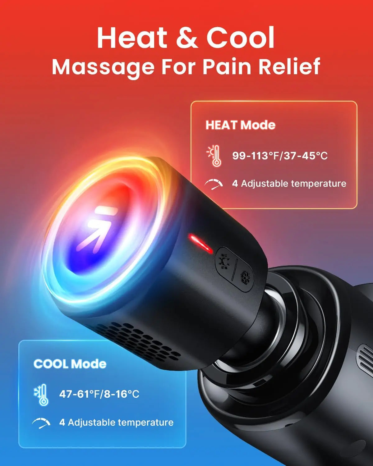 Thermacool Massage Gun Deep Tissue with Heat and Cold Head/Handheld Muscle Massager Gun with Carry Case