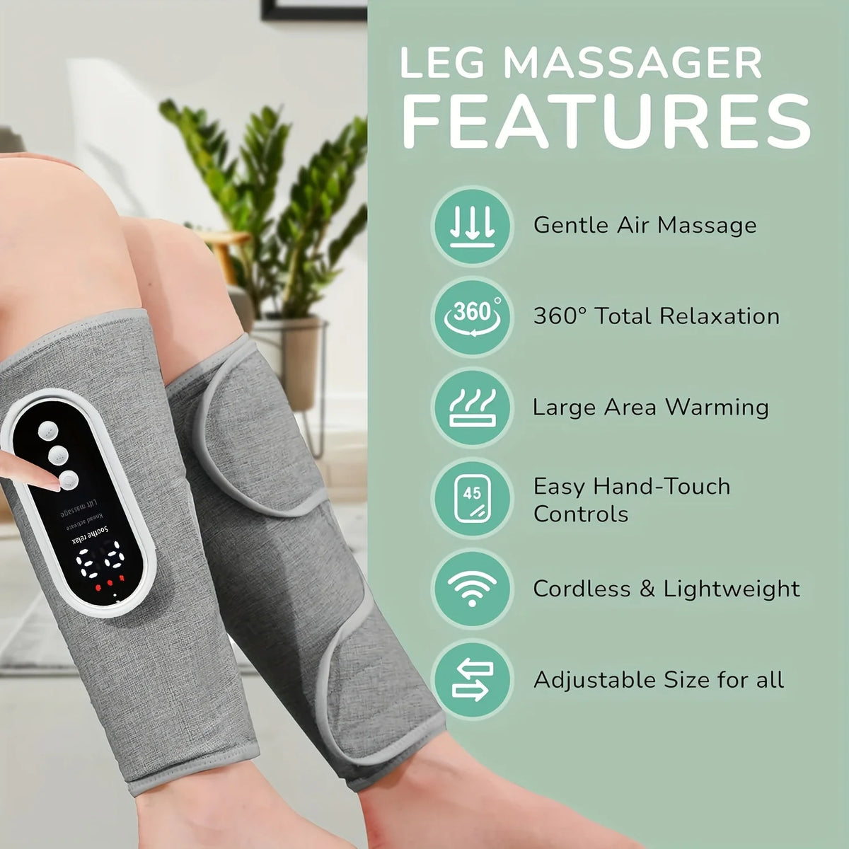 LINGTENG 2 Leg Massagers for Both Calves with Heating and Wireless Calf Massager with 3 Modes and 3 Intensity Levels