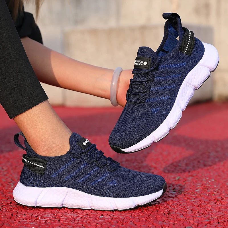 Summer New Women’s Running Shoes Fashion Anti Slip Hiking/Mesh Breathable Lace Up Shoes Lightweight Comfortable Couple Sneakers