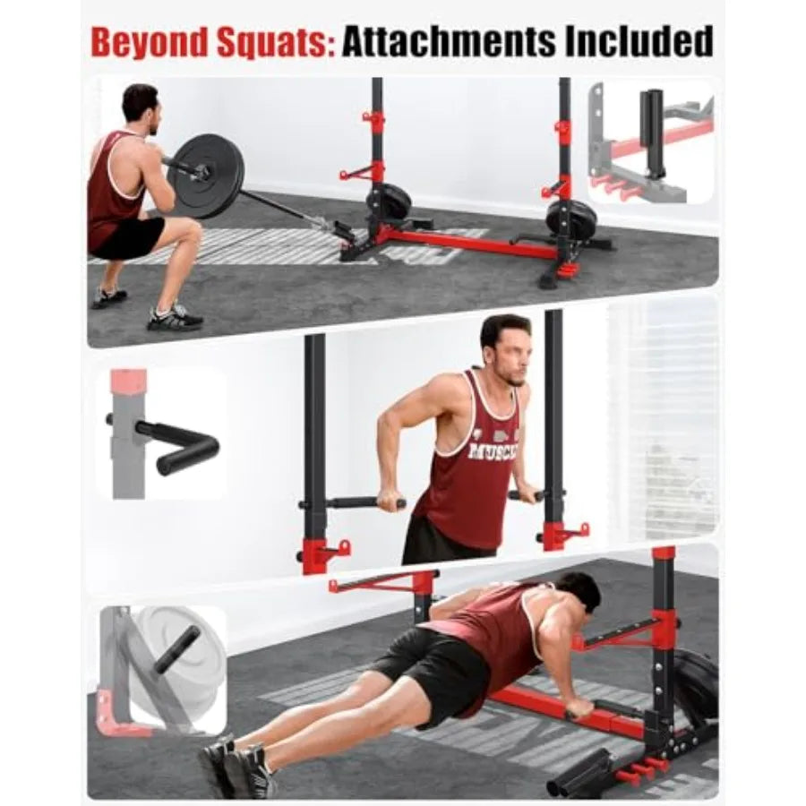 Smith Machine Squat Rack Combo Multi-Functional Power Racks/with Adjustable Width Pull-Up Bar Cable Crossover Power Cage