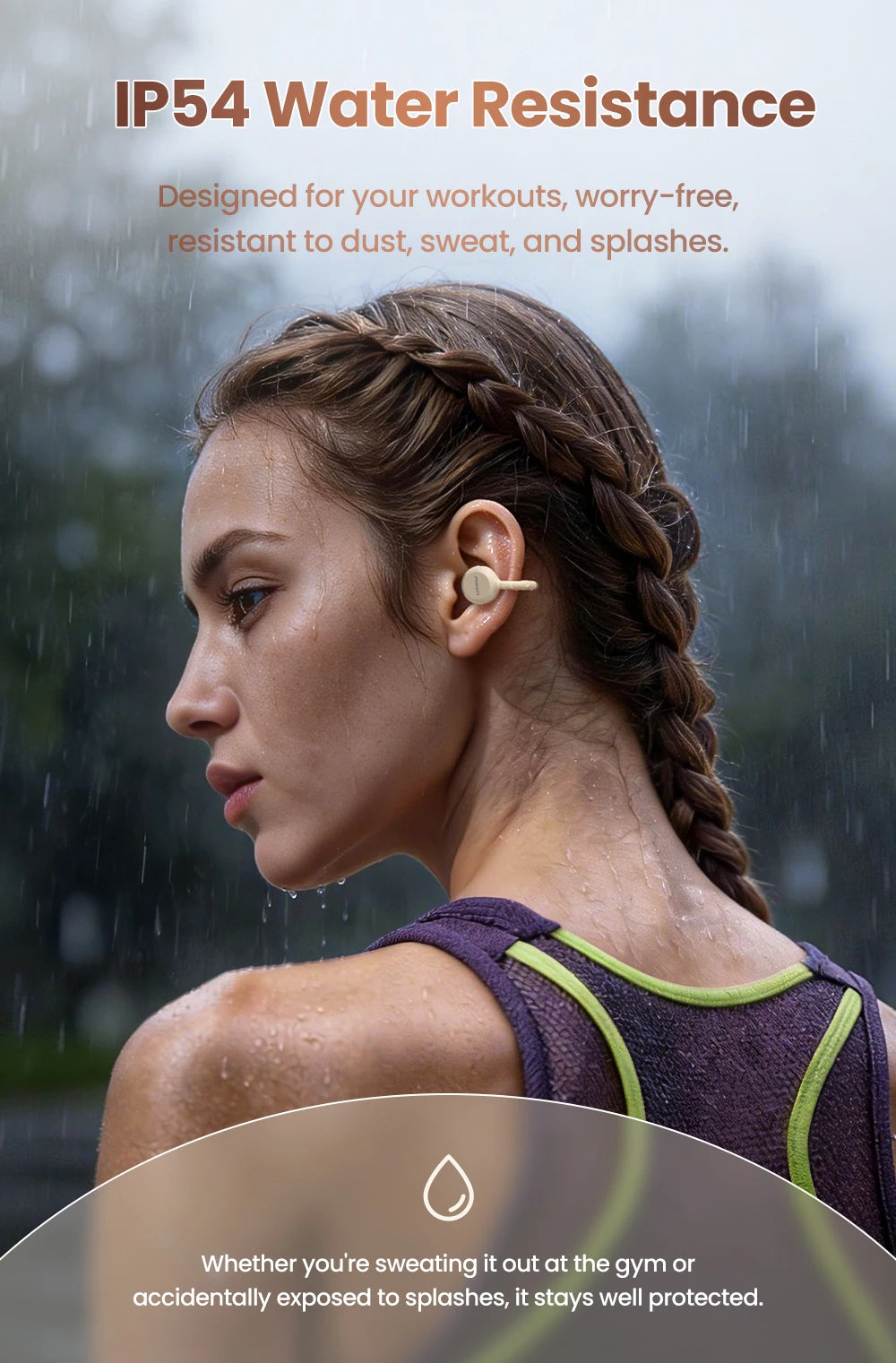 PISEN Wireless Bluetooth 6.0 Hi-Res Ear Clip Earphones 360° Directional Sound/Field Long Battery Life Sports Clip Earbuds 30H Pl