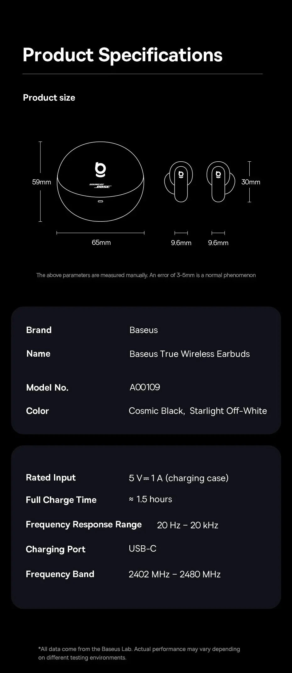Baseus Inspire XP1 50dB Adaptive ANC Wireless Earbuds/Bluetooth 6.1 Dolby Audio 6 Mic ENC Wireless Earphones