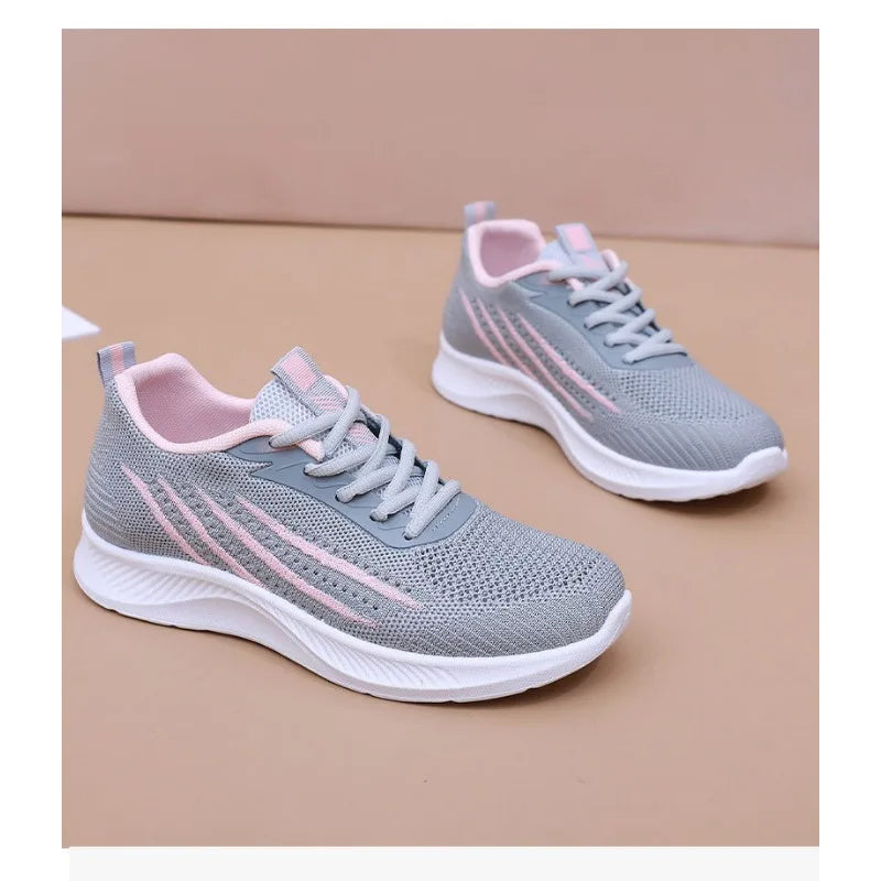 Women's Lightweight Running Shoes Summer Breathable Lace-Up/Gym Walking Training  Cushioned Sole Non Slip Fatigue Relief Casual