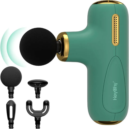 Super Mini Massage Gun Deep Tissue Pocket Sized Muscle Massager with 5 Speed/4 Heads Portable Handheld Massager Quiet for Home