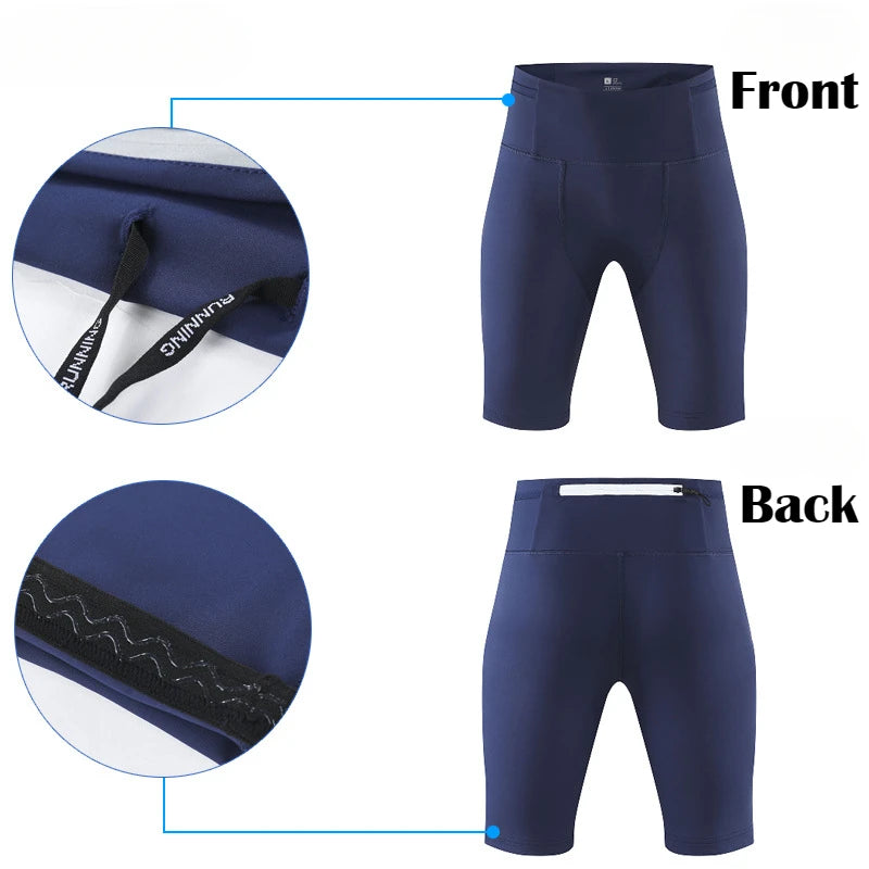 Men’s Compression Waist Belt Bag Marathon Running Training Shorts/Quick Dry Sports Jogging Tights Fitness Sportswear
