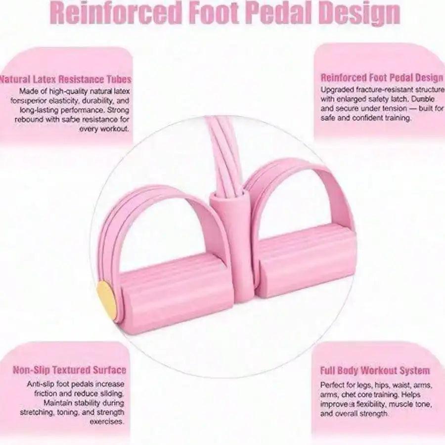 4 Tubes Pedal Resistance Bands Heavy Duty Leg Hip Booty Trainer/Portable Home Gym Pilates Fitness Equipment For Women