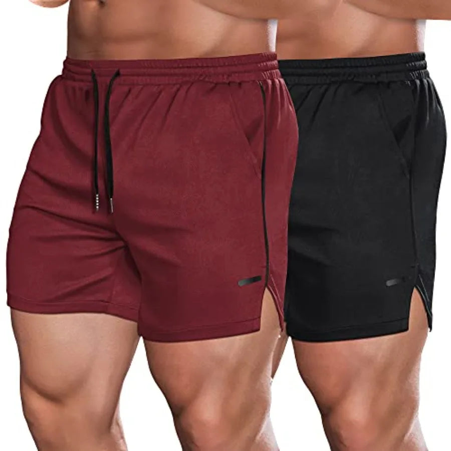 Men's 2 Pack Gym Workout Shorts Quick Dry Athletic Shorts/5 Inch Lightweight Sports Running Shorts with Pockets