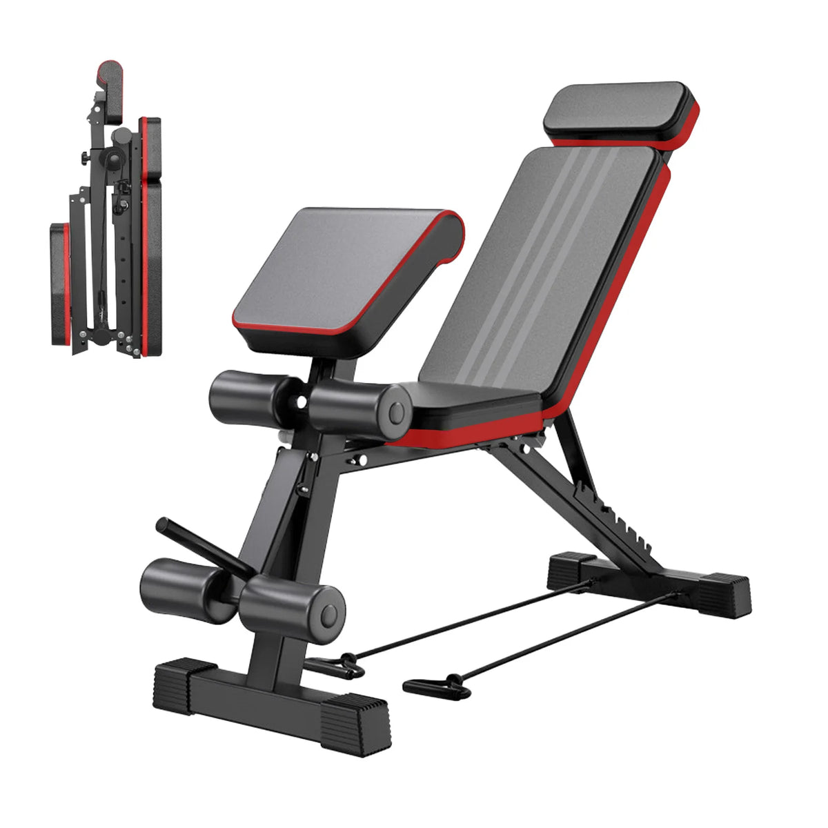 7-Level Foldable Weight Bench Adjustable Leg Extended Headrest/Dumbbell Bench Incline Decline Bench for Full Body Strength