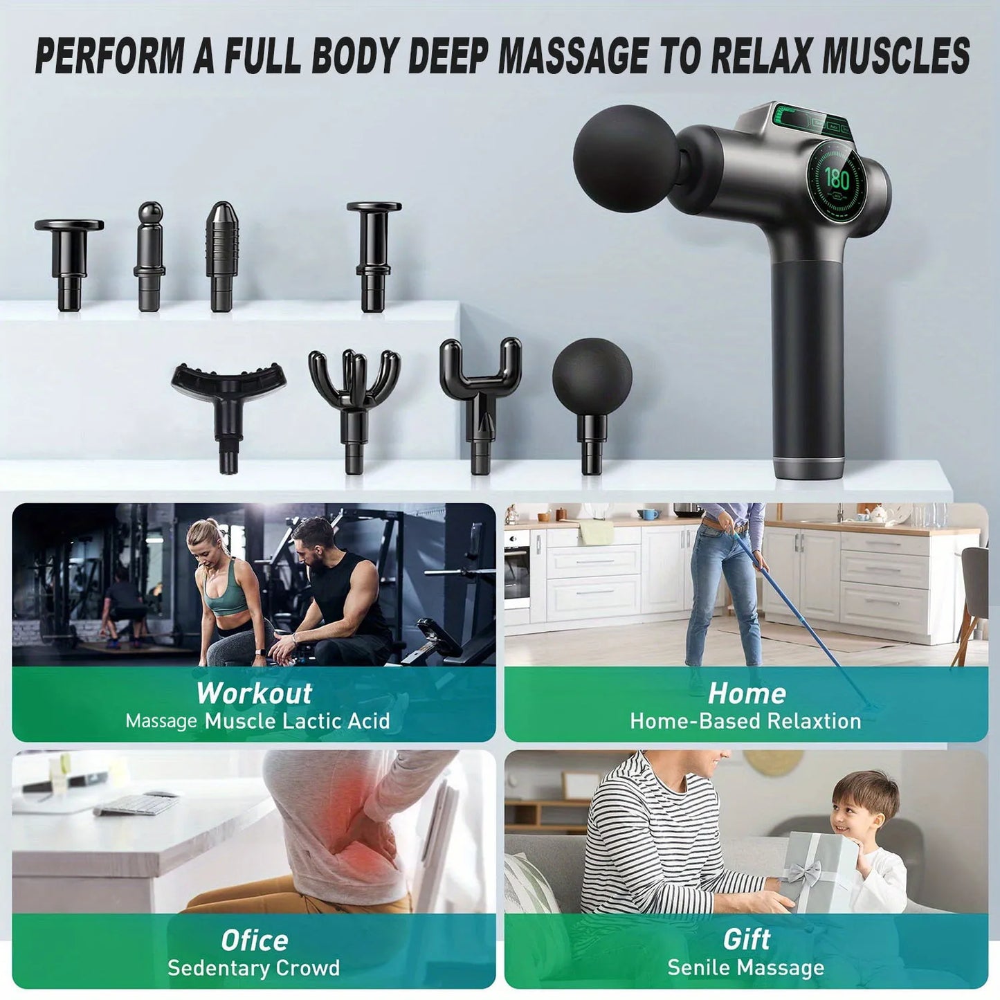 Powerful Massage Gun with 99 Speed Adjustable Levels/8 Attachments Box for Full Body Muscle Recovery