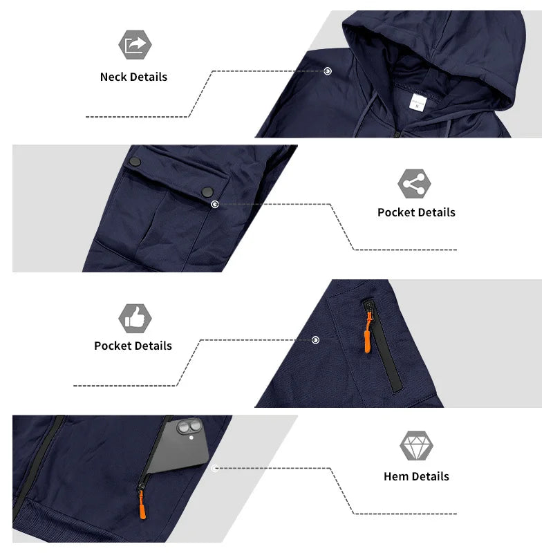 Men's Lightweight Insulated Winter Jacket With Hood Casual Windproof/Zipper Collar Jacket, Golf Windproof Hooded Jacket