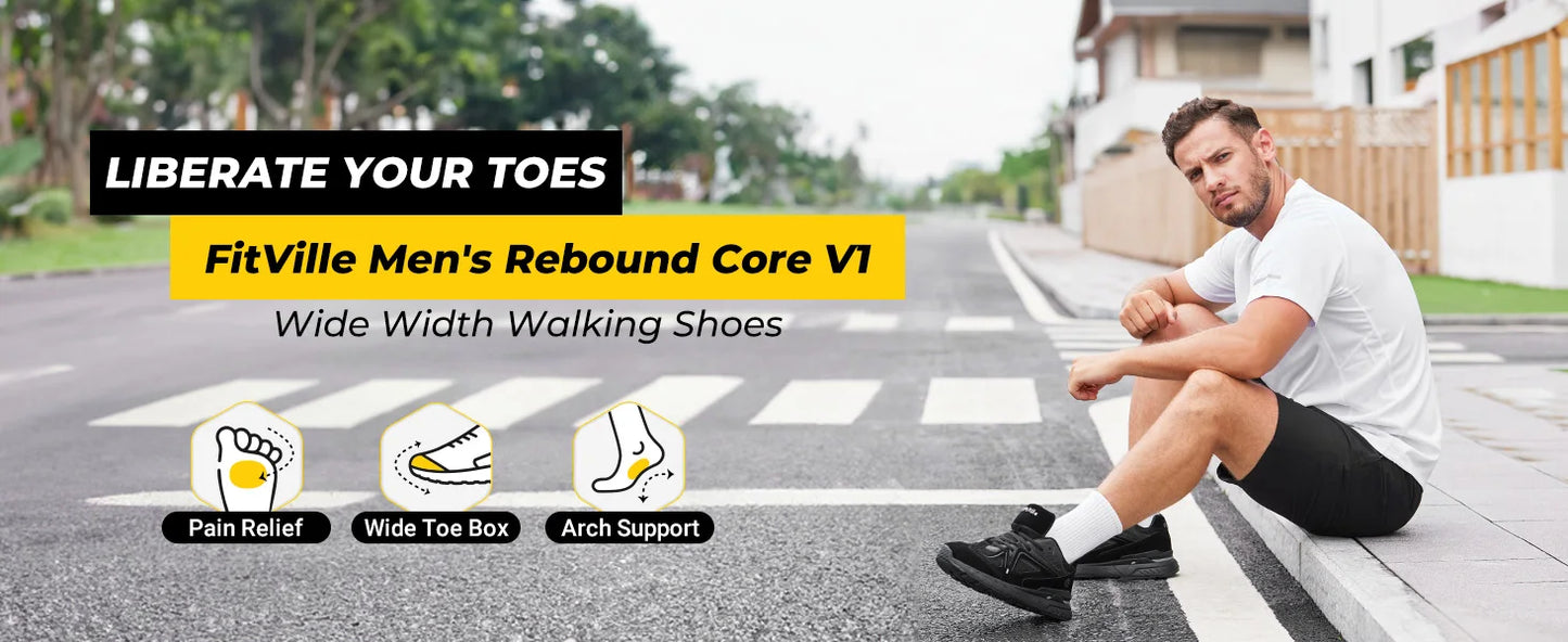 Fittington Walking Shoes For Men Extra Wide Man Shoes Large Size/Non-slip Sport Sneakers For Flat Feet Heel Pain Relief