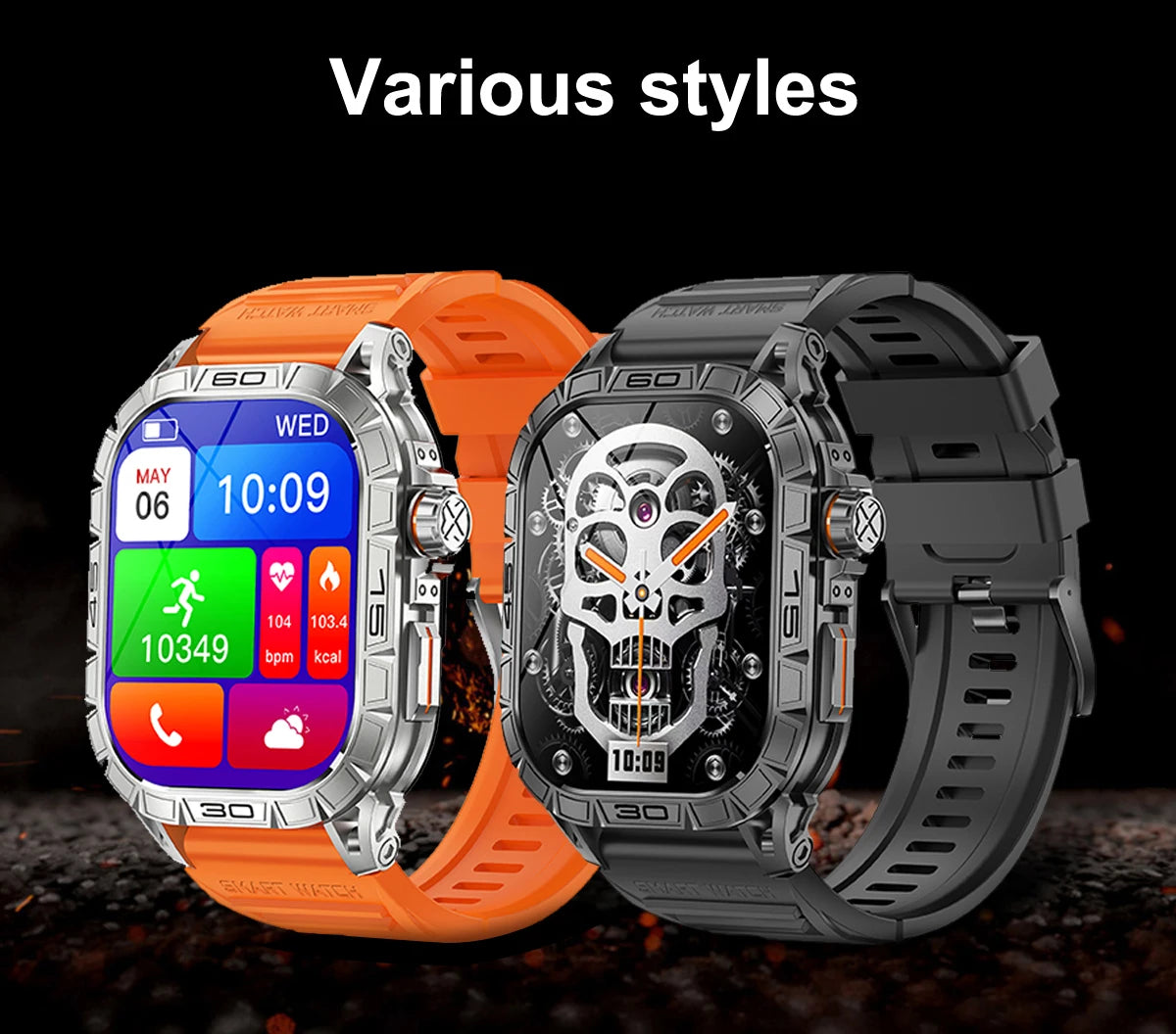 EIGIIS New Smart Watch ED Display 100+ Sport Mode With Compass/IP68 Waterproof Bluetooth Call Heart Rate Blood Pressure Men K63