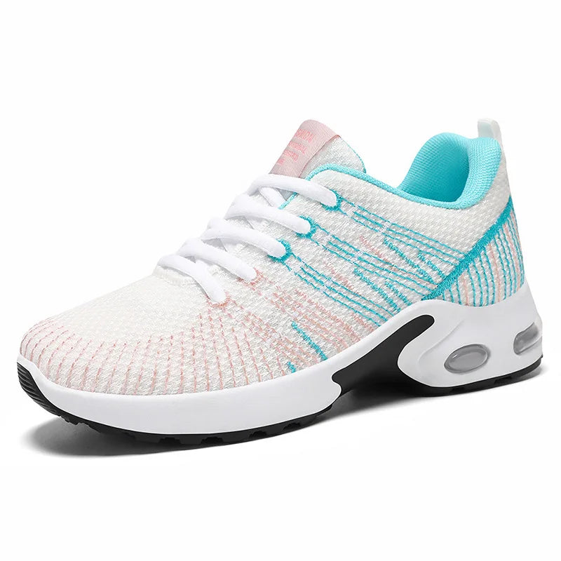 Trendy Shoes for Women Summer Breathable Comfortable Sneakers/Lace up Running Shoes Women's Knit Mesh Design Sports Shoes