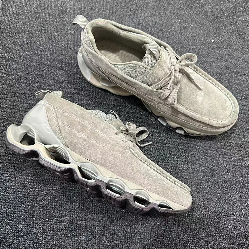 New Spring Summer Casual Leather Shoes Korean Style Round Toe/Lace Up Elevator Sole Minimalist Elegant Fashion Footwear