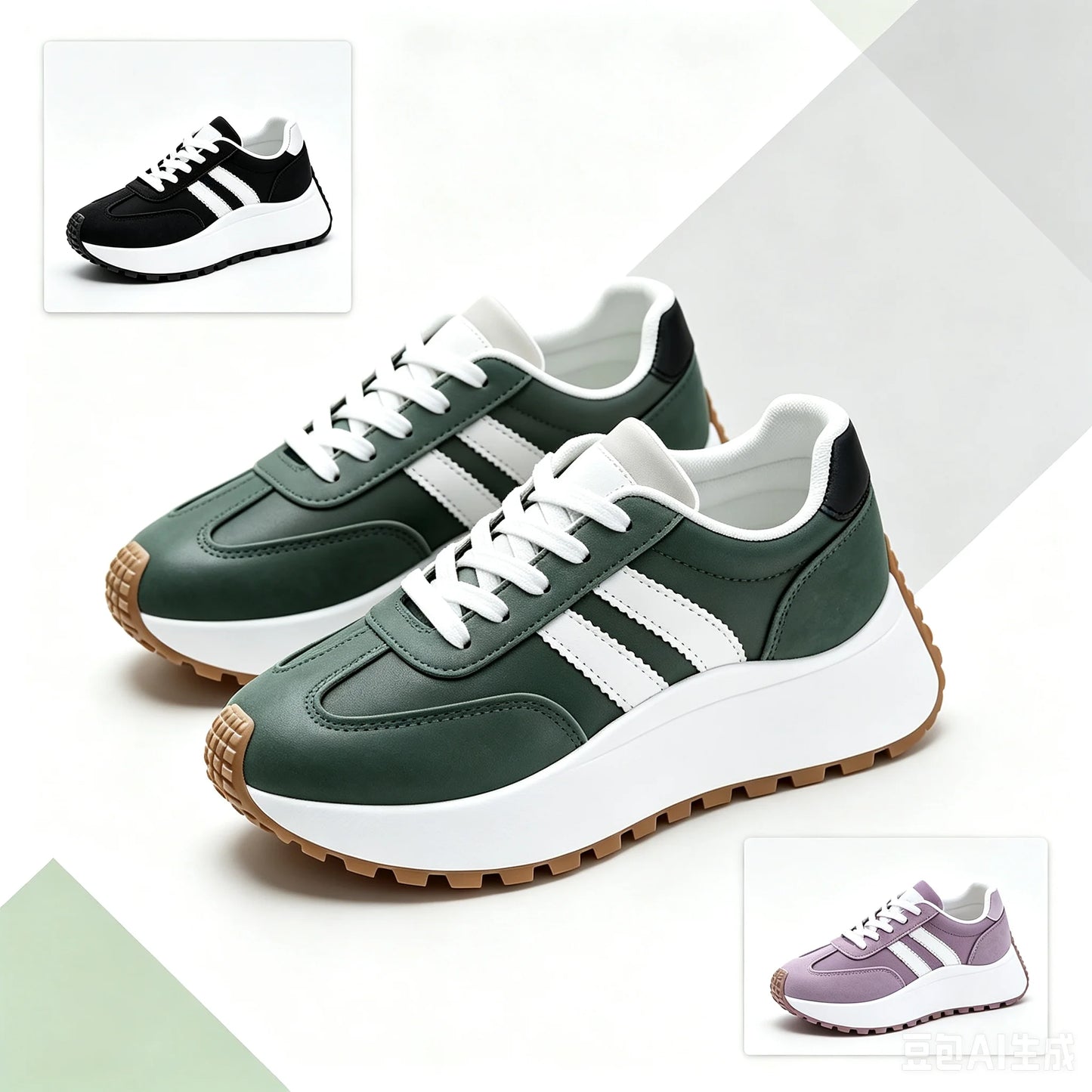 Women's Lace Up Platform Casual Sneakers Soft Synthetic Leather/Upper Non-Slip Rubber Sole Retro Walking Shoes