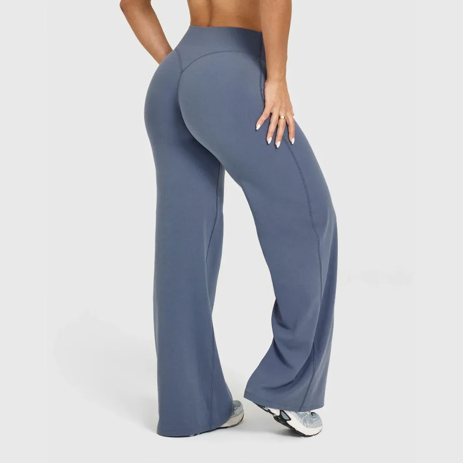 NCLAGEN Soft Motion Straight Leg Bottoms Women's Mid-Waist Yoga Pants/GYM Leggings Naked Feel Pilates Running Sports Trousers