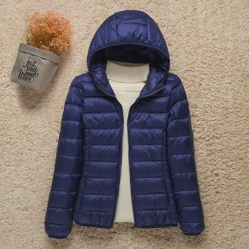New Spring Autumn Jackets Fashion Women Long Sleeve Ultra Packable/Hooded Down Coat Office Lady Commute Puffer Outerwear