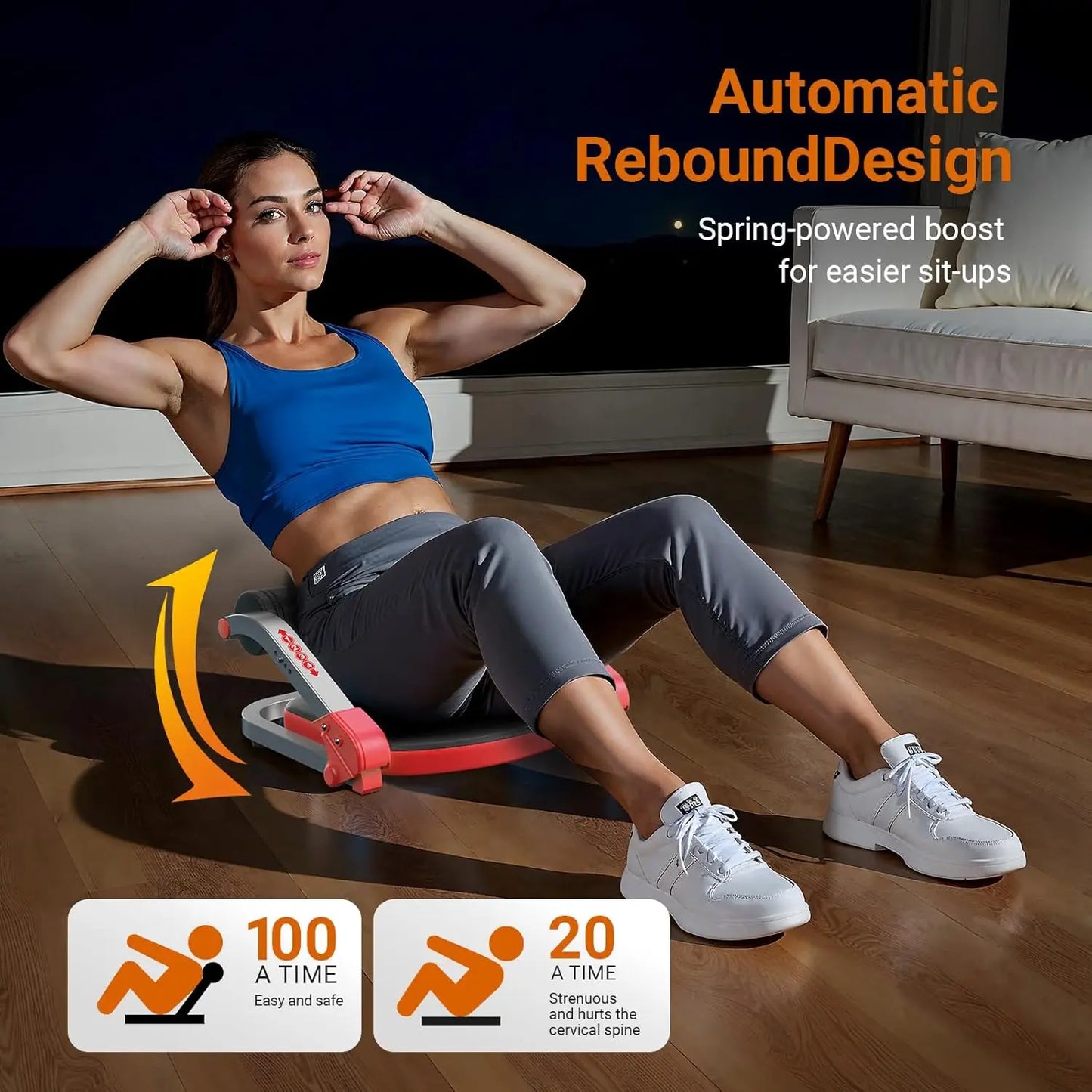 3-Level Adjustable Ab Machine, Auto-Rebound Core Trainer for Home Gym/Full Body Workout Equipment for Beginners & Advanced
