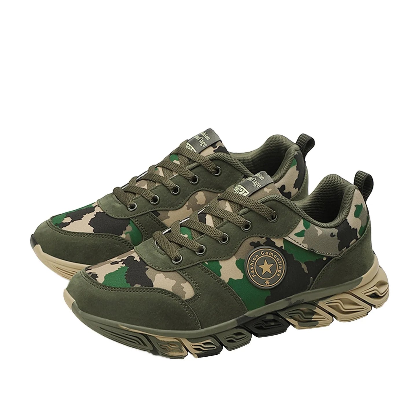 Men Lace Up Camouflage Vulcanized Shoes Travel Soft Sole/Comfortable Shoes Outdoor Shoes Running Sneakers