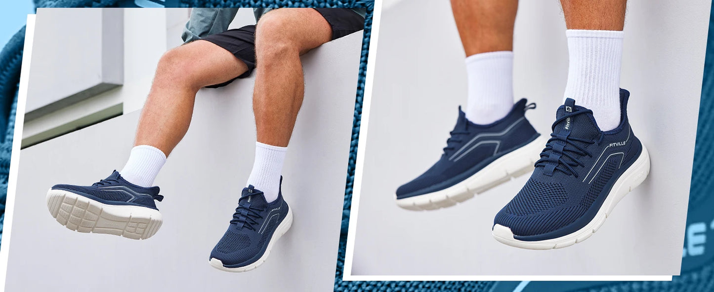 Fitttington Men's Extra Wide Walking Shoes Lightweight Athletic Sneakers/Workout Slip-on Wide Width Shoes For Flat Feet