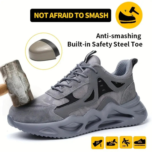 Men's Comfortable Soft-Soled Smash/and Puncture Resistant Work Shoes