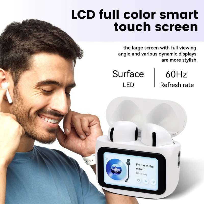 Touch Screen Bluetooth Headset ANC Noise Cancellation/TWS Touch Screen Smart In-Ear Mini Bluetooth Headset