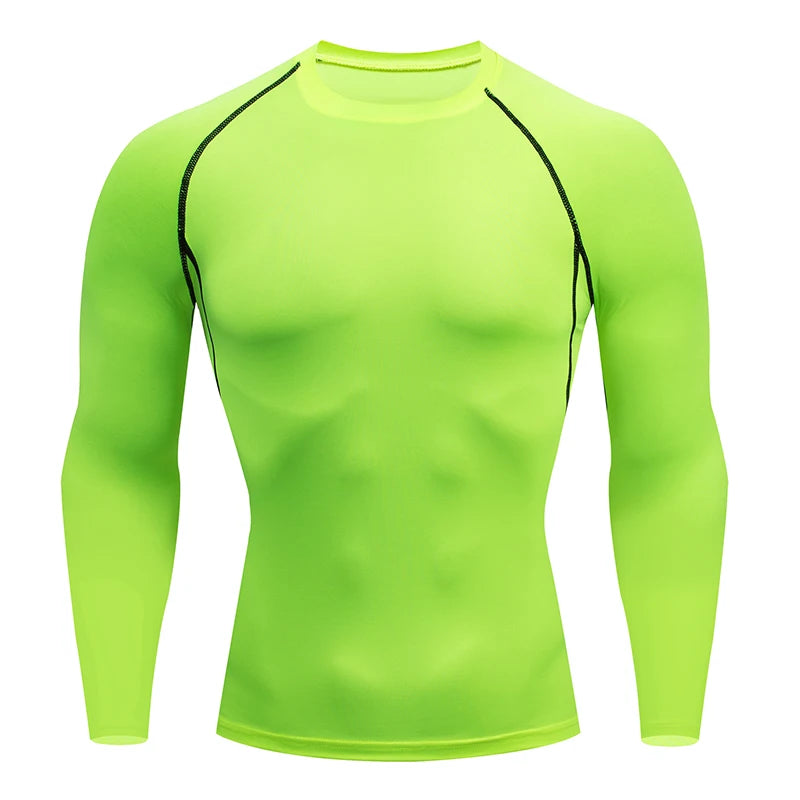 Men's Gym Compression Shirt Male Rash guard Fitness Long Sleeves/Running Clothes Homme T Shirt Football Jersey Sportswear Dry Fit