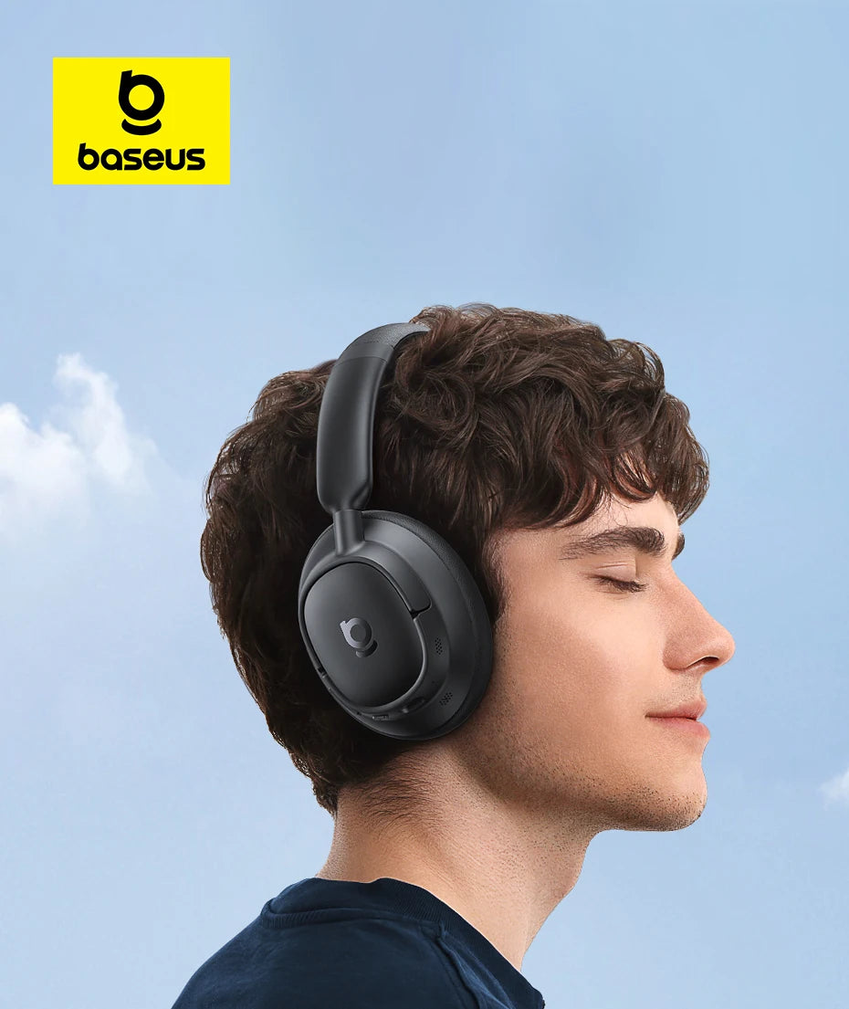 Baseus Bass Wireless Headphones Bluetooth 6.0 98% Noise Canceling/Over Ear Headset Spatial Audio Earphone 80H Time