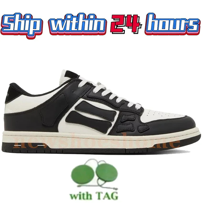 Designer Luxury Bone Casual Low Men's Leather Sneakers Skeleton/Blue Red White Black Green Gray Men Outdoor Shoes